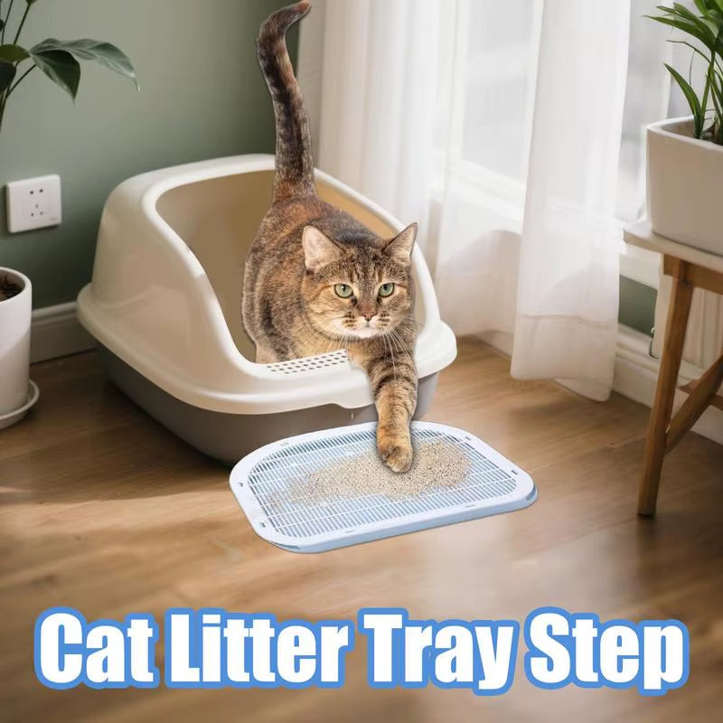 Litter Box Step Stool Cat Litter Tray Elevated Washable Stairs Pad Carpeted Floors Tray for Indoor Apartment Living Room Corner