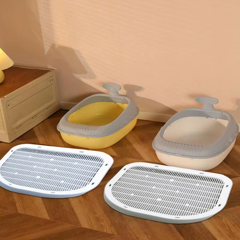 Litter Box Step Stool Cat Litter Tray Elevated Washable Stairs Pad Carpeted Floors Tray for Indoor Apartment Living Room Corner