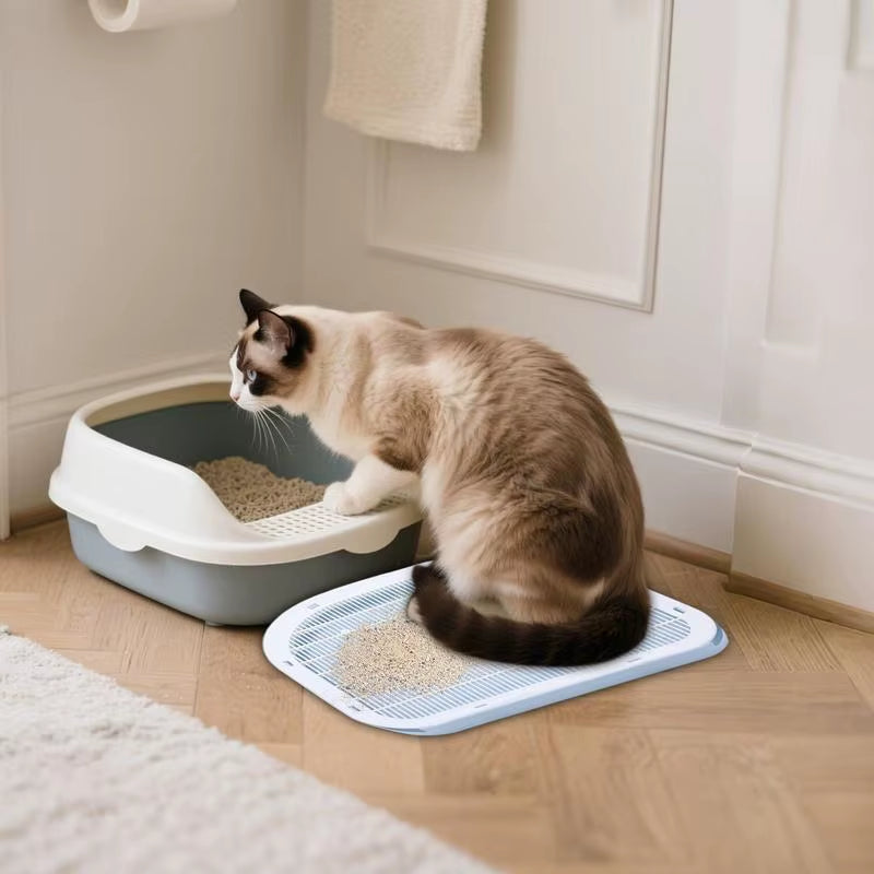 Litter Box Step Stool Cat Litter Tray Elevated Washable Stairs Pad Carpeted Floors Tray for Indoor Apartment Living Room Corner