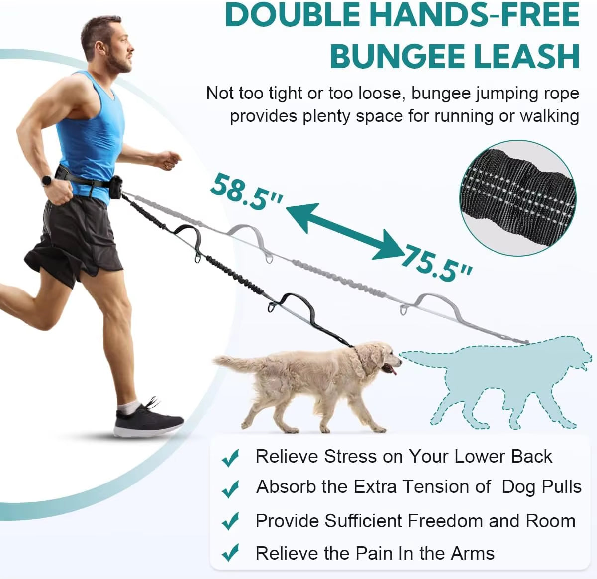 Hands Free Dog Leash with Pouch