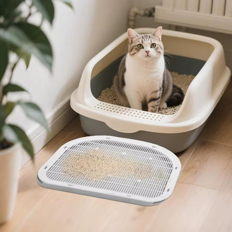 Litter Box Step Stool Cat Litter Tray Elevated Washable Stairs Pad Carpeted Floors Tray for Indoor Apartment Living Room Corner