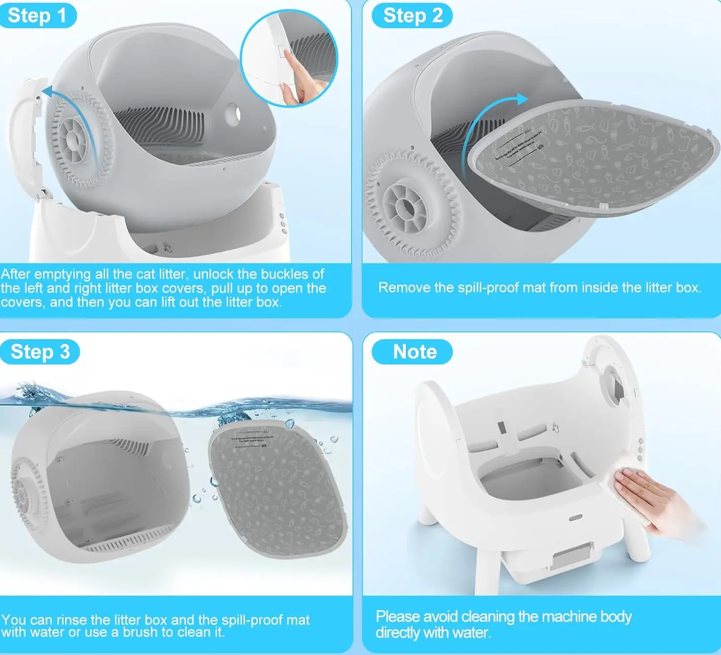 Self Cleaning Cat Litter Box, Automatic Cat Litter Box for Multiple Cats, Integrated Safety Protection with Open-Top Design