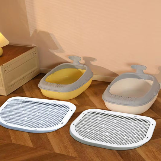 Litter Box Step Stool Cat Litter Tray Elevated Washable Stairs Pad Carpeted Floors Tray for Indoor Apartment Living Room Corner