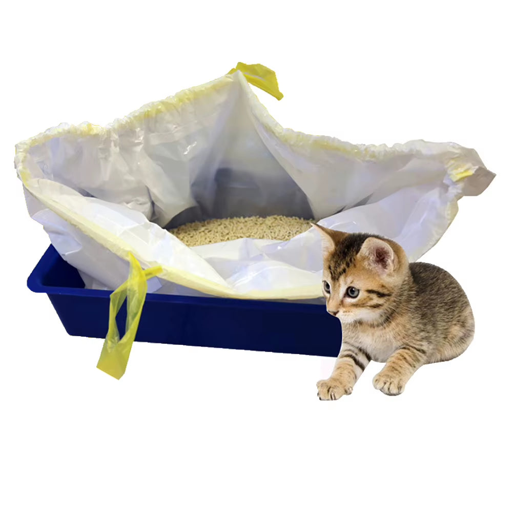 7Pcs/Roll Disposable Cat Litter Bags Thicken Pet Cats Litter Bag Drawstring Liner Litter Pouch Cats Litter Cleaning Bags