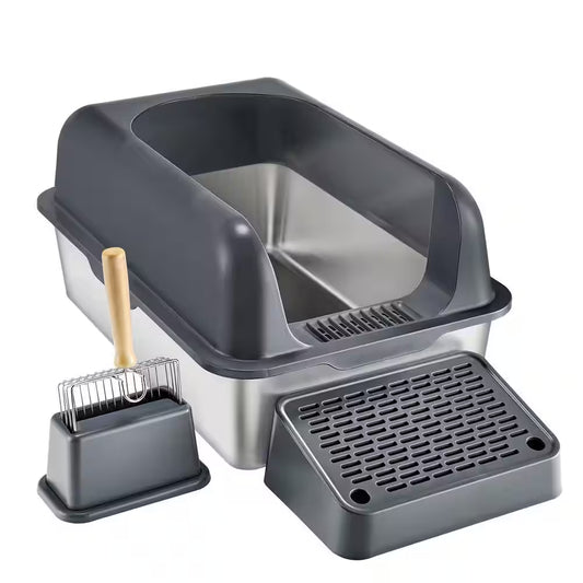 Stainless Steel Cat Litter Box with Lid XL Extra Large Enclosed Cat Litter Box for Big Cats High Sides Metal Litter Box